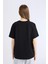 Oversize Geniş Kalıp Bisiklet Yaka Basic Düz Siyah Kısa Kollu Siyah Tişört E4935AX25SP 5