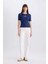Slim Fit Dar Kesim Bisiklet Yaka Baskılı Fitilli Kaşkorse Kısa Kollu Tişört E5070AX25SP 2