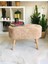 Ahşap Ayaklı Handmade Geniş Oturum Krem Welsoft Kumaş Pofidik Puf Bench ,ayak Ucu Uzatmalık,berjer 1