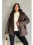 Kadın Koyu Kahverengi Siyah Oversize Ceket 1