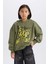 Kız Çocuk Oversize Geniş Kalıp Kapüşonlu Baskılı Sweatshirt D1567A824WN 1