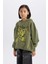 Kız Çocuk Oversize Geniş Kalıp Kapüşonlu Baskılı Sweatshirt D1567A824WN 4