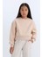 Kız Çocuk Relax Fit Bisiklet Yaka Basic Düz İçi Yumuşak Tüylü Sweatshirt D4298A824WN 4