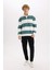 Boxy Fit Dik Yaka Yarım Fermuarlı Çizgili Sweatshirt C7045AX24AU 2