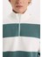 Boxy Fit Dik Yaka Yarım Fermuarlı Çizgili Sweatshirt C7045AX24AU 5