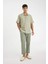 %100 Keten Normal Kesim Crop Duble Paça Yazlık Kumaş Pantolon C1826AX24SM 1