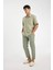 %100 Keten Normal Kesim Crop Duble Paça Yazlık Kumaş Pantolon C1826AX24SM 2