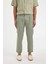 %100 Keten Normal Kesim Crop Duble Paça Yazlık Kumaş Pantolon C1826AX24SM 4