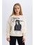 Kız Çocuk Oversize Geniş Kalıp Bisiklet Yaka Baskılı Sweatshirt D5452A824WN 3