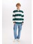 Boxy Fit Polo Yaka Çizgili Sweatshirt D1784AX24WN 2