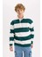 Boxy Fit Polo Yaka Çizgili Sweatshirt D1784AX24WN 3