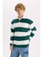 Boxy Fit Polo Yaka Çizgili Sweatshirt D1784AX24WN 4