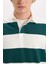Boxy Fit Polo Yaka Çizgili Sweatshirt D1784AX24WN 5