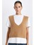Regular Fit V Yaka Basic Düz Fitilli Triko Süveter D8588AX24WN 1