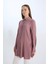Relax Fit Gömlek Yaka Yandan Bağlamalı Uzun Kollu Basic Düz Gömlek Tunik D7200AX24WN 3
