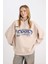 Coool Oversize Geniş Kalıp Yarım Fermuarlı Baskılı Kalın Sweatshirt D7565AX24WN 3