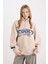 Coool Oversize Geniş Kalıp Yarım Fermuarlı Baskılı Kalın Sweatshirt D7565AX24WN 4