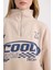 Coool Oversize Geniş Kalıp Yarım Fermuarlı Baskılı Kalın Sweatshirt D7565AX24WN 5