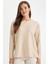 Relax Fit Bisiklet Yaka Fitilli Kaşkorse Yırtmaçlı Basic Düz Sweatshirt B2205AX24AU 1