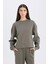Boxy Fit Bisiklet Yaka Kalın Basic Düz Sweatshirt B8568AX24WN 1