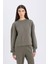 Boxy Fit Bisiklet Yaka Kalın Basic Düz Sweatshirt B8568AX24WN 3