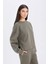 Boxy Fit Bisiklet Yaka Kalın Basic Düz Sweatshirt B8568AX24WN 4