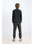 Erkek Çocuk Pijama Takım Baskılı Uzun Kollu Üst Beli Lastikli Desenli Uzun Alt D5214A824WN 5