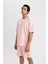 DeFactoFit Oversize Fit Bisiklet Yaka Baskılı Kısa Kollu Tişört A1624AX24SM 3
