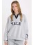 Yale University Oversize Geniş Kalıp Polo Yaka Baskılı Kalın Sweatshirt D7001AX24WN 1