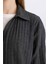 Antrasit Relax Fit Polo Yaka Casual Fitilli Kaşkorse Uzun Kollu Tişört B2404AX24AU 5