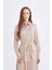 Relax Fit Gömlek Yaka Basic Düz Saten Beli Bağcıklı Uzun Kollu Gömlek Tunik D7202AX24WN 3