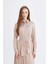 Relax Fit Gömlek Yaka Basic Düz Saten Beli Bağcıklı Uzun Kollu Gömlek Tunik D7202AX24WN 4