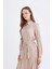 Relax Fit Gömlek Yaka Basic Düz Saten Beli Bağcıklı Uzun Kollu Gömlek Tunik D7202AX24WN 5