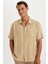 Relax Fit Yazlık Polo Yaka Keten Karışımlı Kısa Kollu Gömlek C1110AX24SM 1