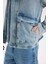 %100 Pamuk Polo Yaka Cepli Fermuarlı Denim Ceket D5884AX24AU 5