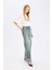Baggy Fit Yüksek Bel Katlamalı Paça Bilek Boy Jean Yıkamalı Pantolon D5440AX24AU 3