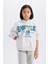 Kız Çocuk Oversize Geniş Kalıp Kapüşonlu Baskılı Sweatshirt D4382A824WN 3
