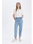 Paperbag Yüksek Bel Kısa Paça Jean Yıkamalı Pantolon D4306AX24AU 2