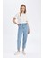 Paperbag Yüksek Bel Kısa Paça Jean Yıkamalı Pantolon D4306AX24AU 4
