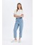 Paperbag Yüksek Bel Kısa Paça Jean Yıkamalı Pantolon D4306AX24AU 5