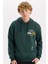 Boxy Fit Kapüşonlu Baskılı Sweatshirt D0850AX24AU 1