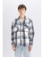 Lacivert Relax Fit Polo Yaka Kareli Oduncu Flanel Pamuklu Uzun Kollu Gömlek Z0639AZ24AU 5