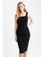 Bodycon Vücuda Oturan Basic Düz Kare Yaka Fitilli Kaşkorse Kolsuz Midi Elbise Z7577AZ23SM 5