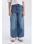 Kız Çocuk Wide Leg Kargo Cepli Geniş Bol Paça Jean Pantolon D4689A824AU 4