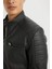 Slim Fit Suni Deri Mont Ceket Dar Kesim Dik Yaka Fermuarlı Cepli Mevsimlik D4918AX24AU 5