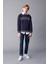 Erkek Çocuk Lacivert Oversize Geniş Kalıp Bisiklet Yaka Baskılı Kalın Sweatshirt D1911A824WN 2
