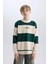 Erkek Çocuk Oversize Geniş Kalıp Bisiklet Yaka Çizgili Baskılı Sweatshirt C9802A824WN 1