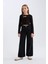 Kız Çocuk Wide Leg Geniş Bol Paça Pamuklu Cepli Siyah Pantolon C8777A824AU 1