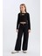 Kız Çocuk Wide Leg Geniş Bol Paça Pamuklu Cepli Siyah Pantolon C8777A824AU 2