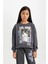 Kız Çocuk Antrasit Oversize Geniş Kalıp Bisiklet Yaka Baskılı Sweatshirt D0610A824AU 3